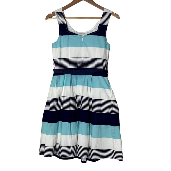 41 Hawthorn Size S Stripe Sleeveless Knee Dress Tie Waist Fit & Flare Lined NWT - Picture 4 of 16